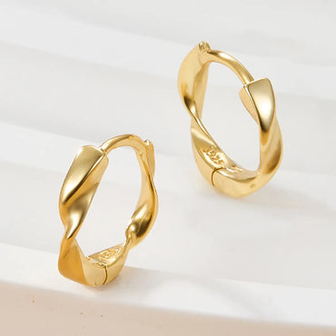 1 Pair Simple Style Irregular Polishing Plating Sterling Silver 18k Gold Plated White Gold Plated Hoop Earrings