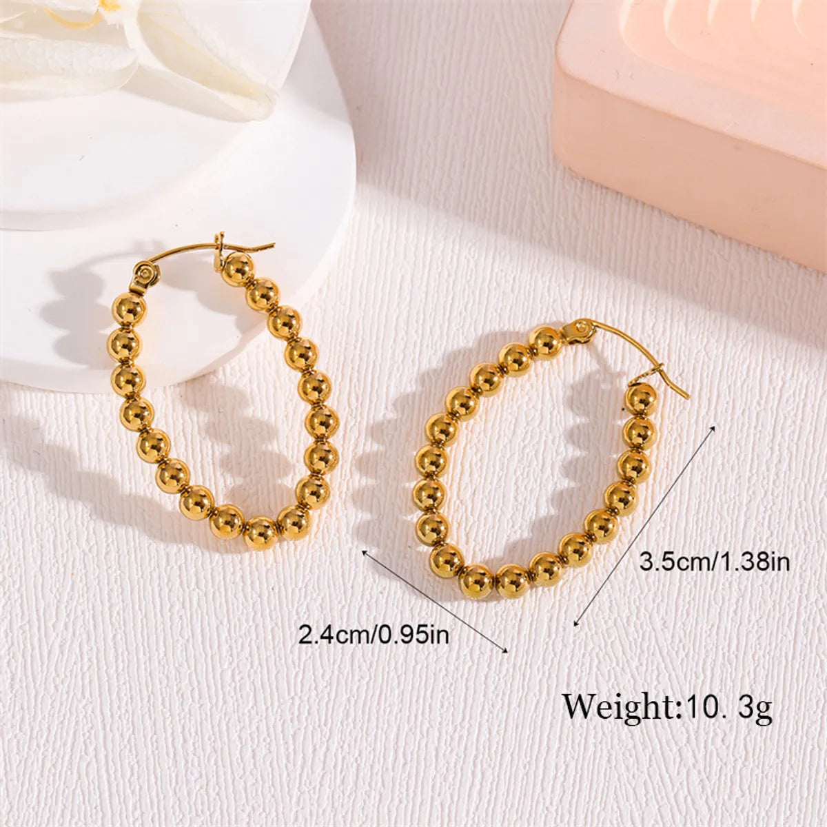 1 Pair Simple Style Irregular Round Plating Stainless Steel 18k Gold Plated Earrings