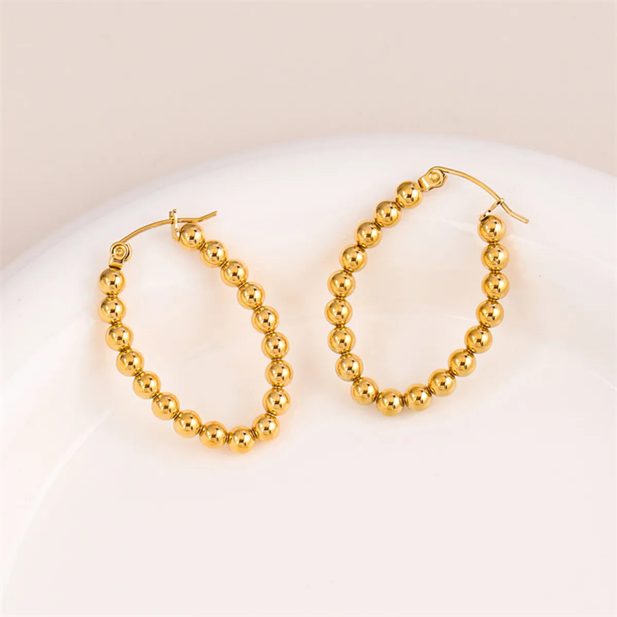 1 Pair Simple Style Irregular Round Plating Stainless Steel 18k Gold Plated Earrings