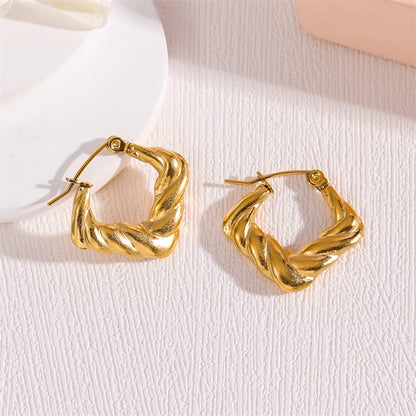 1 Pair Simple Style Irregular Square Twist Plating Stainless Steel 18k Gold Plated Earrings