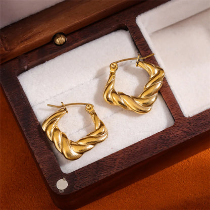 1 Pair Simple Style Irregular Square Twist Plating Stainless Steel 18k Gold Plated Earrings