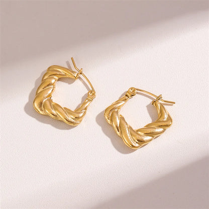 1 Pair Simple Style Irregular Square Twist Plating Stainless Steel 18k Gold Plated Earrings