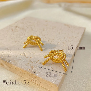 1 Pair Simple Style Knot 304 Stainless Steel 18K Gold Plated Ear Studs