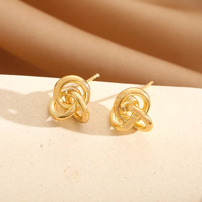 1 Pair Simple Style Knot Plating Copper Ear Studs