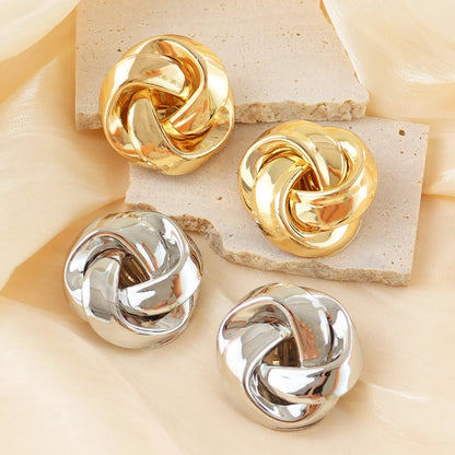 1 Pair Simple Style Knot Plating Metal Ear Studs