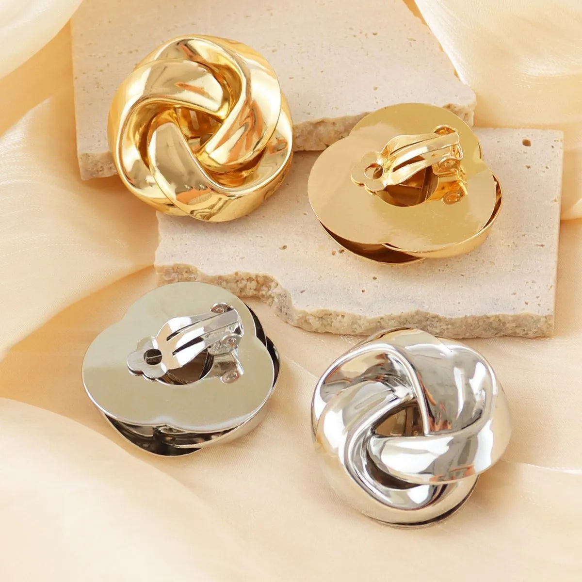 1 Pair Simple Style Knot Plating Metal Ear Studs