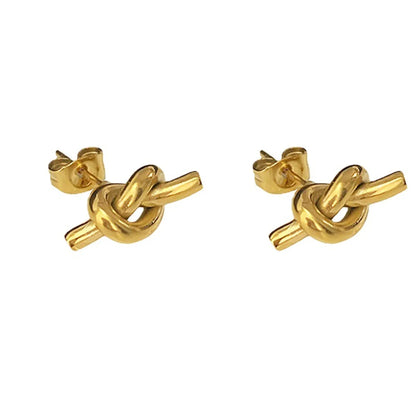 1 Pair Simple Style Knot Plating Titanium Steel Ear Studs