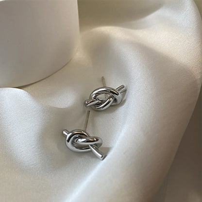 1 Pair Simple Style Knot Plating Titanium Steel Ear Studs