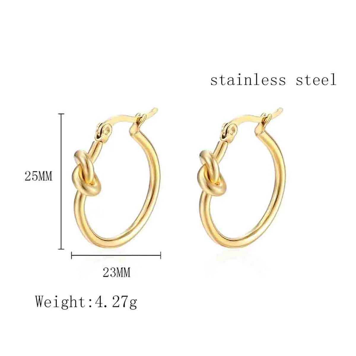 1 Pair Simple Style Knot Plating Titanium Steel Earrings