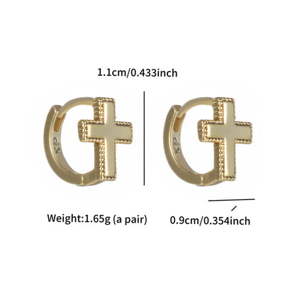 1 Pair Simple Style Korean Style Geometric Cross Plating Inlay Copper Artificial Gemstones 18K Gold Plated Earrings