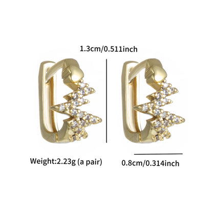 1 Pair Simple Style Korean Style Geometric Cross Plating Inlay Copper Artificial Gemstones 18K Gold Plated Earrings