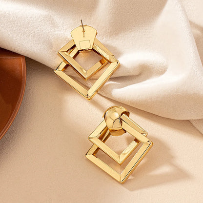 1 Pair Simple Style Korean Style Quadrilateral Plating Alloy Drop Earrings