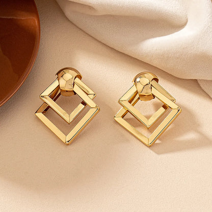 1 Pair Simple Style Korean Style Quadrilateral Plating Alloy Drop Earrings