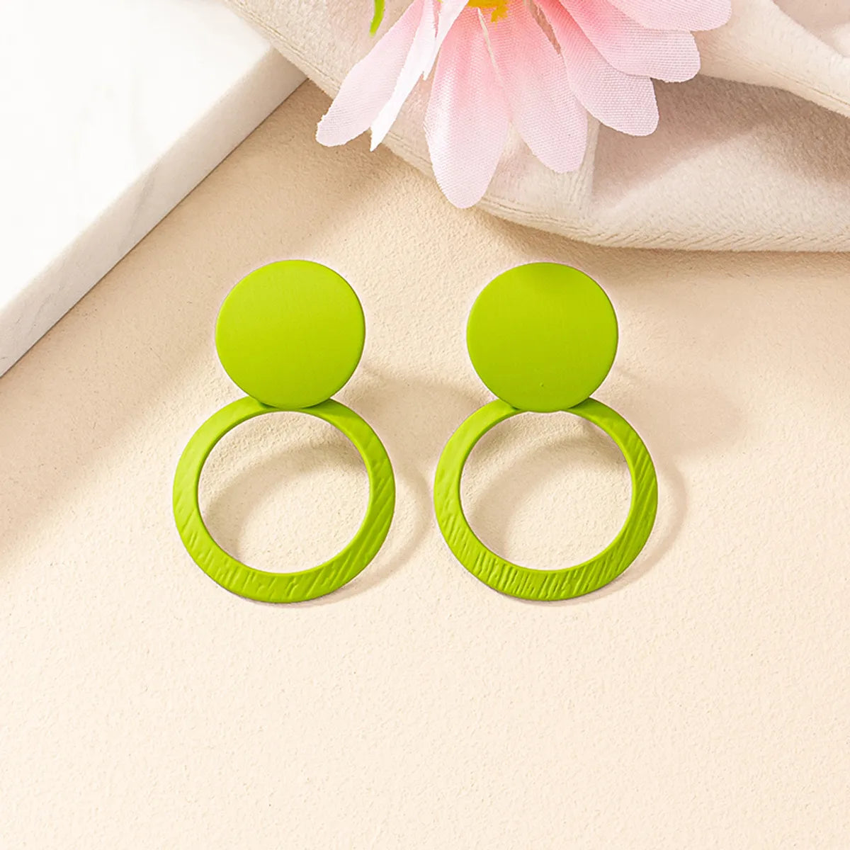 1 Pair Simple Style Korean Style Round Stoving Varnish Iron Drop Earrings