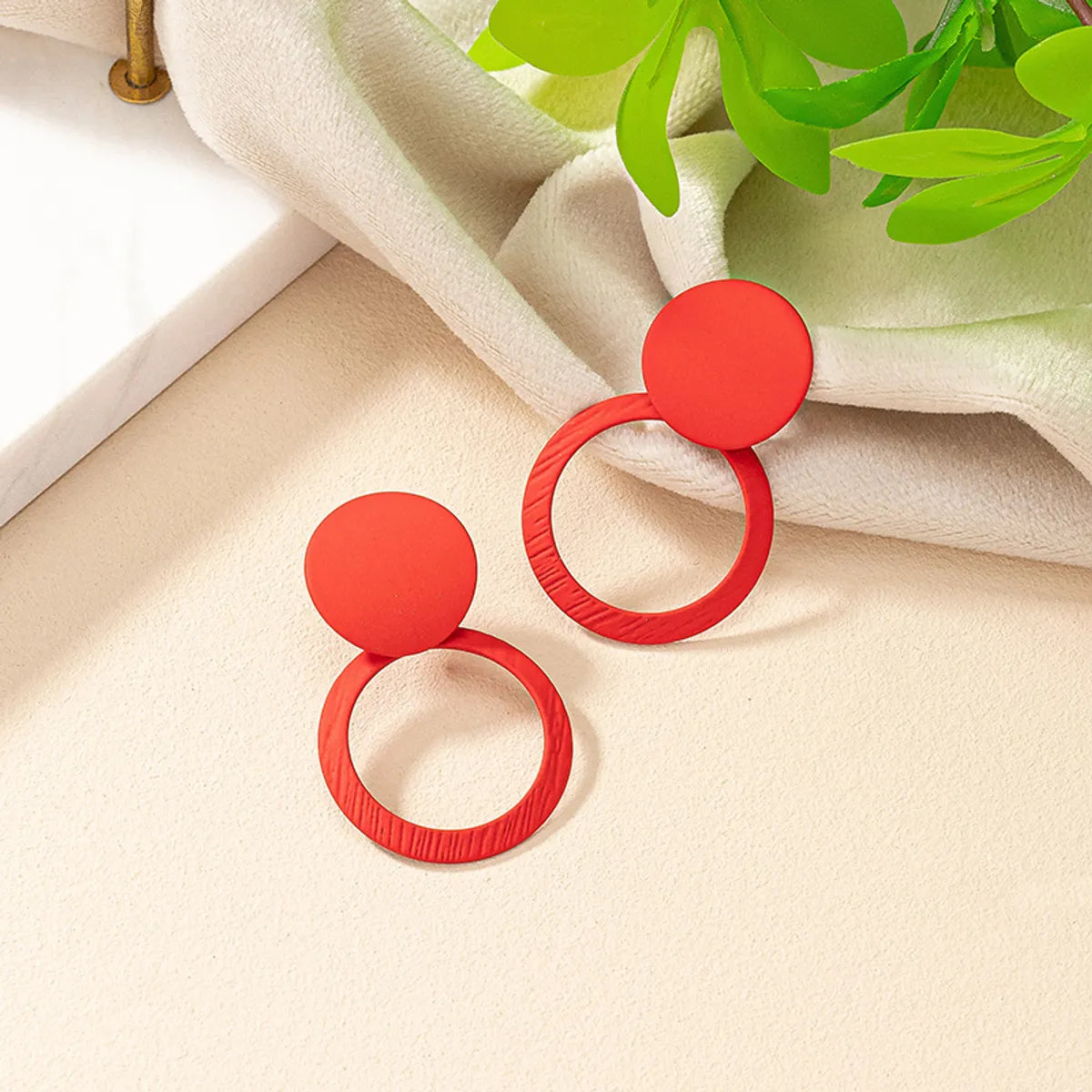 1 Pair Simple Style Korean Style Round Stoving Varnish Iron Drop Earrings