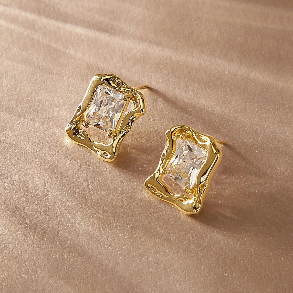 1 Pair Simple Style Korean Style Square Inlay Copper Zircon Ear Studs