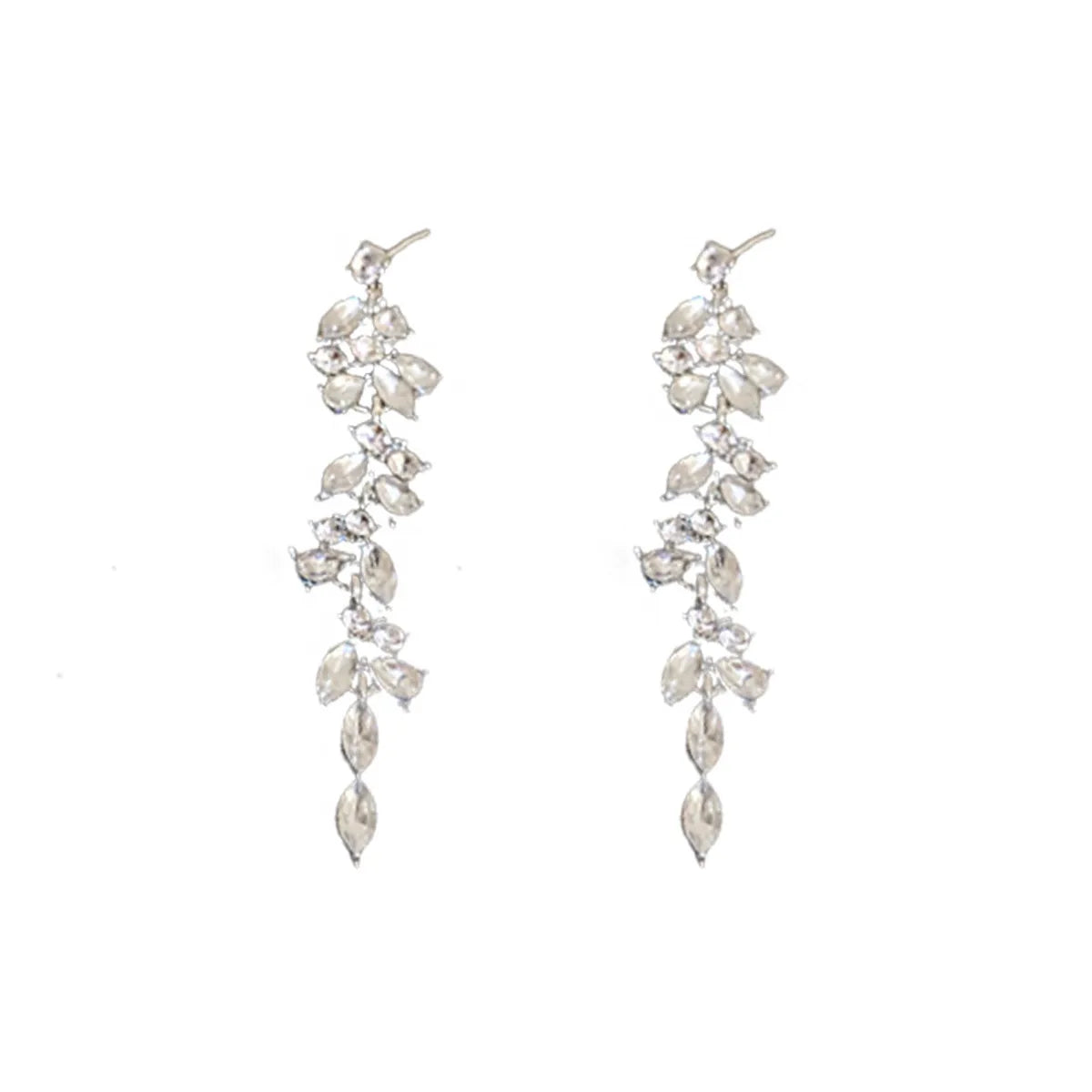 1 Pair Simple Style Leaf Alloy Inlay Zircon Women'S Earrings