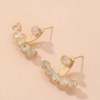 1 Pair Simple Style Leaf Alloy Inlay Zircon Women'S Earrings