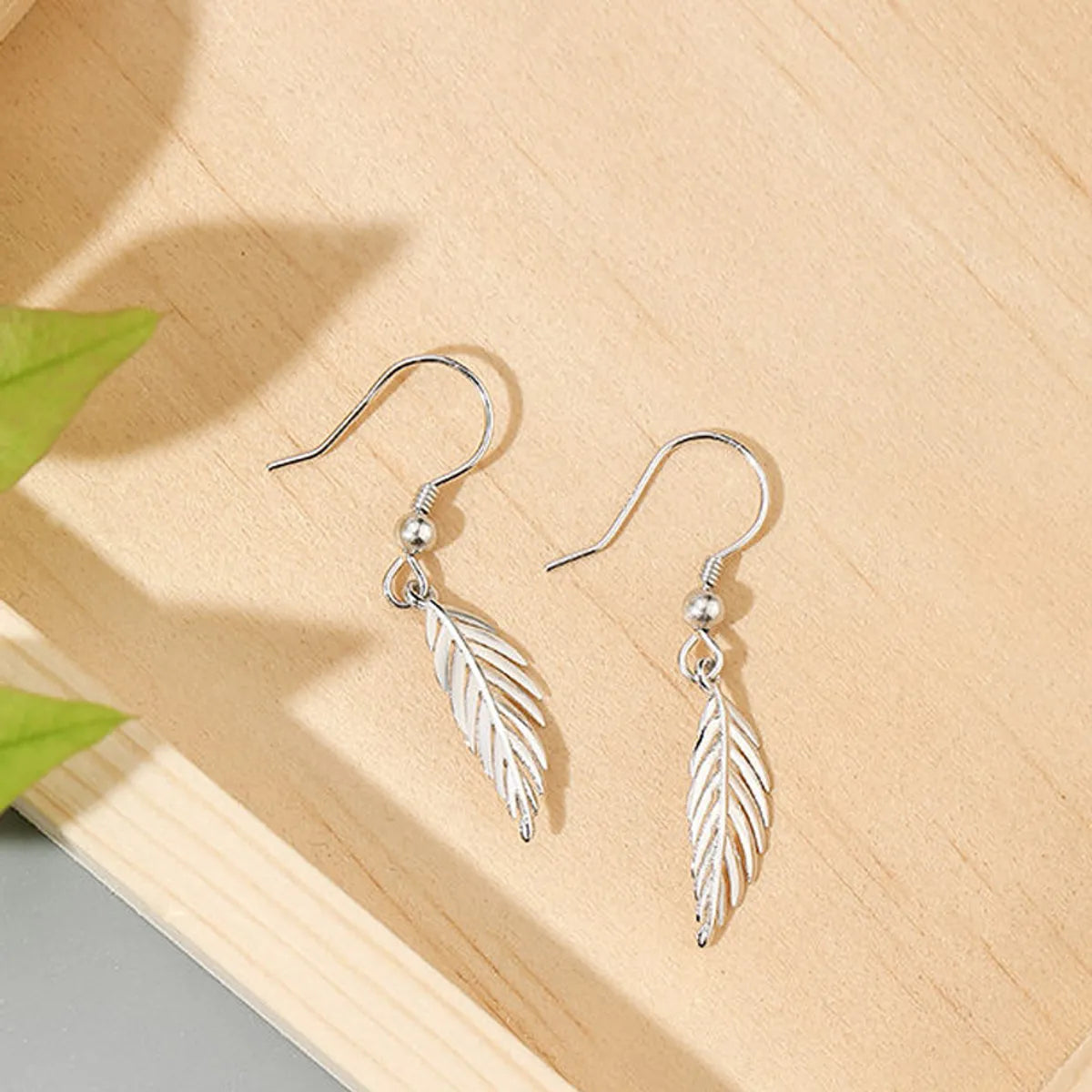 1 Pair Simple Style Leaf Copper Patchwork Drop Earrings