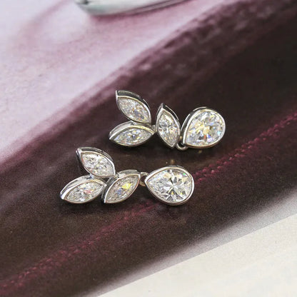 1 Pair Simple Style Leaf Flower Inlay Copper Zircon Drop Earrings