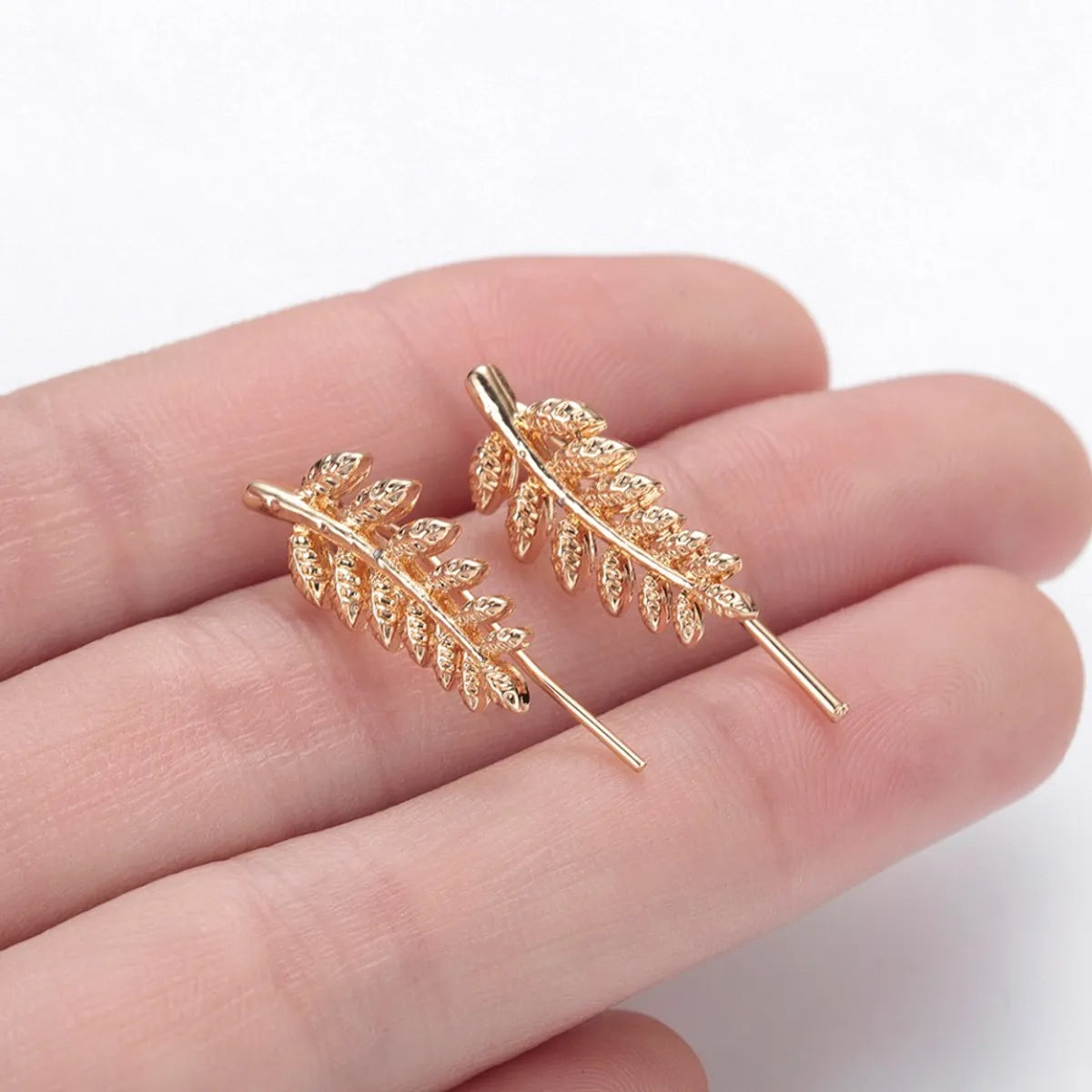 1 Pair Simple Style Leaf Heart Shape Alloy Plating Women's Ear Studs