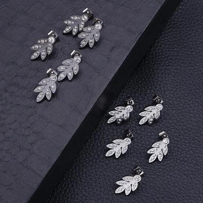 1 Pair Simple Style Leaf Inlay Stainless Steel Zircon Ear Studs