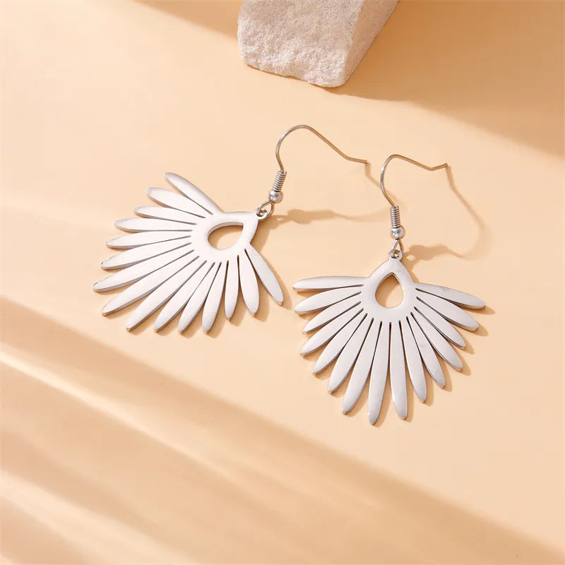 1 Pair Simple Style Leaf Palm Tree 304 Stainless Steel 18K Gold Plated Drop Earrings