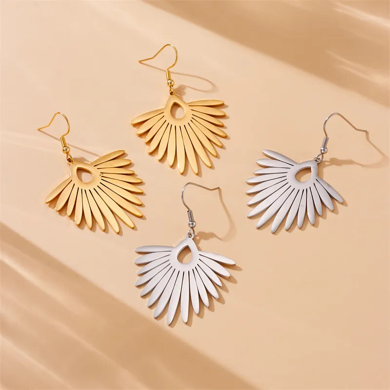 1 Pair Simple Style Leaf Palm Tree 304 Stainless Steel 18K Gold Plated Drop Earrings