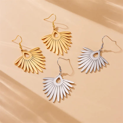 1 Pair Simple Style Leaf Palm Tree 304 Stainless Steel 18K Gold Plated Drop Earrings