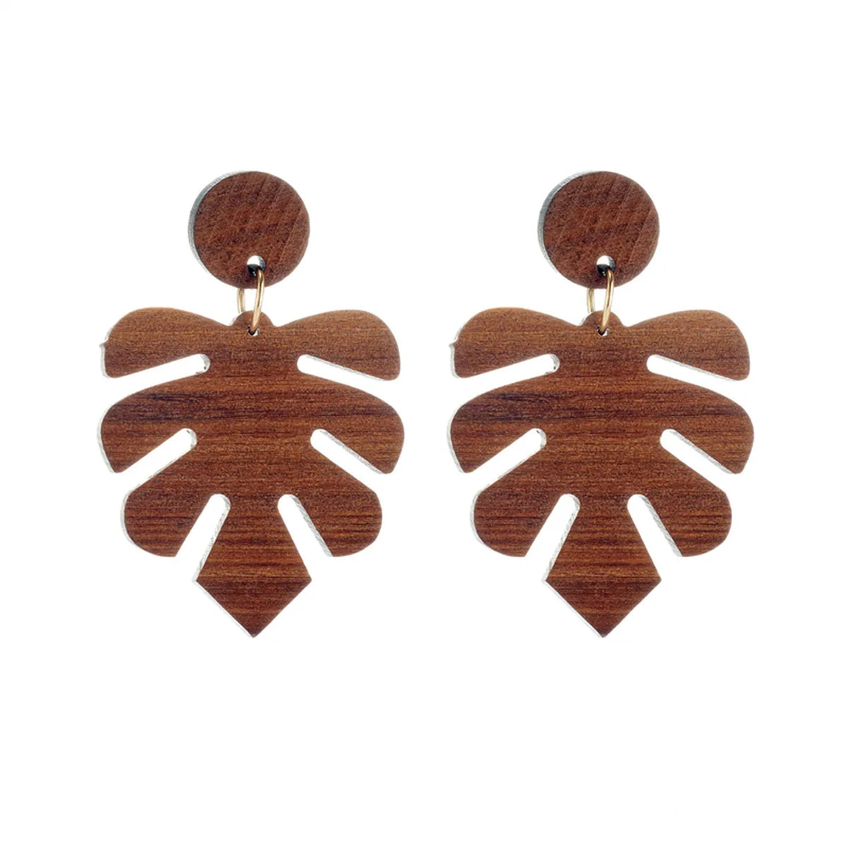 1 Pair Simple Style Leaf Patchwork Wood Drop Earrings