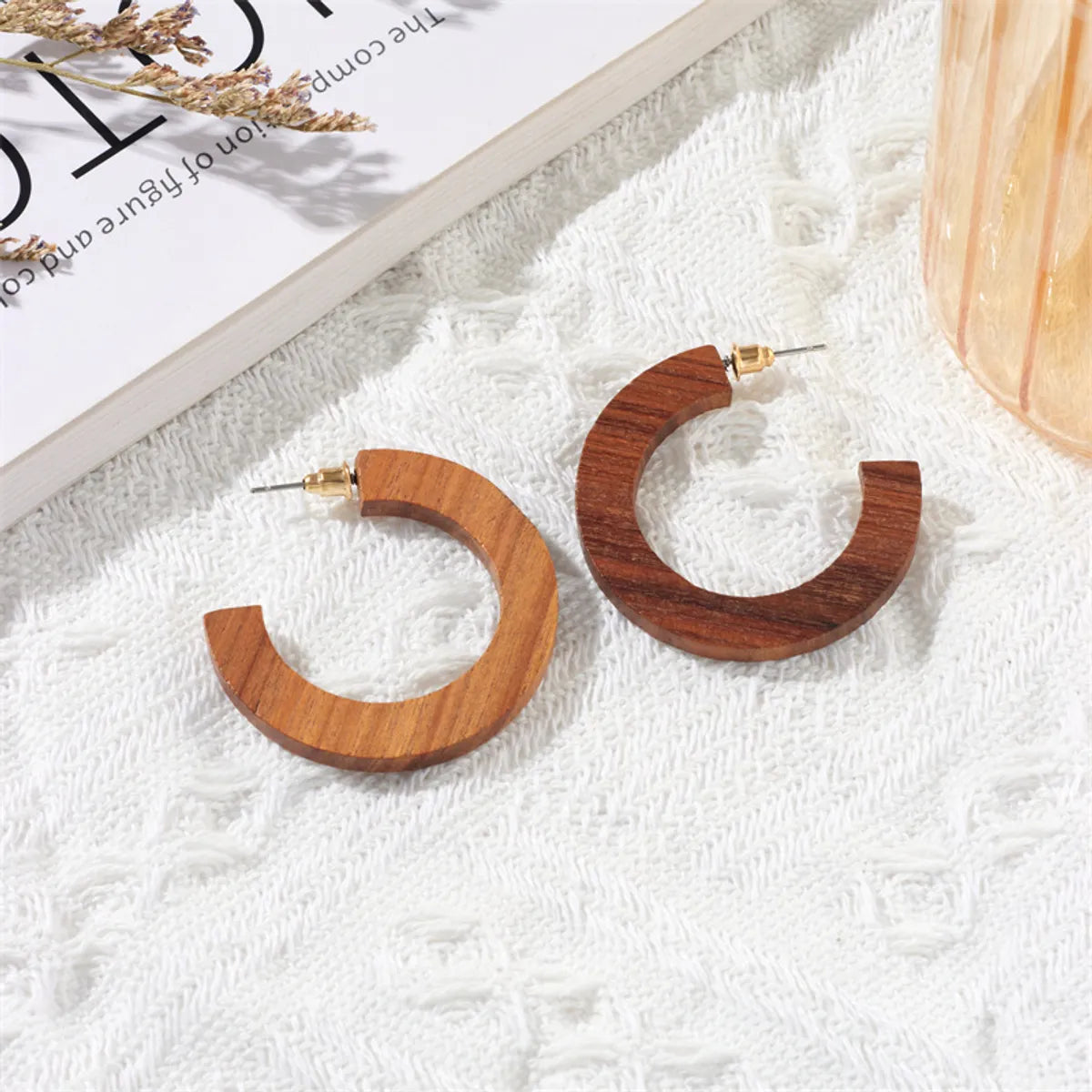 1 Pair Simple Style Leaf Patchwork Wood Drop Earrings