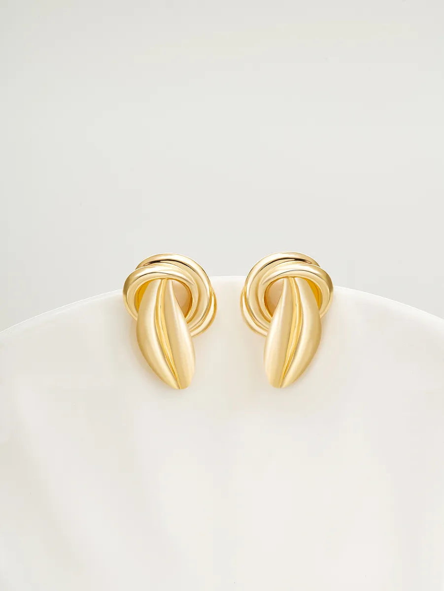 1 Pair Simple Style Leaf Plating Alloy 14k Gold Plated Ear Studs