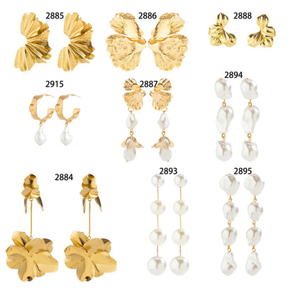 1 Pair Simple Style Leaf Plating Alloy Gold Plated Drop Earrings