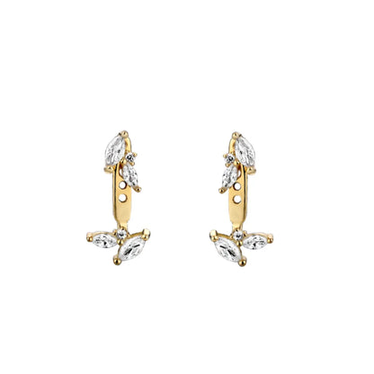 1 Pair Simple Style Leaf Plating Inlay Sterling Silver Zircon Ear Studs