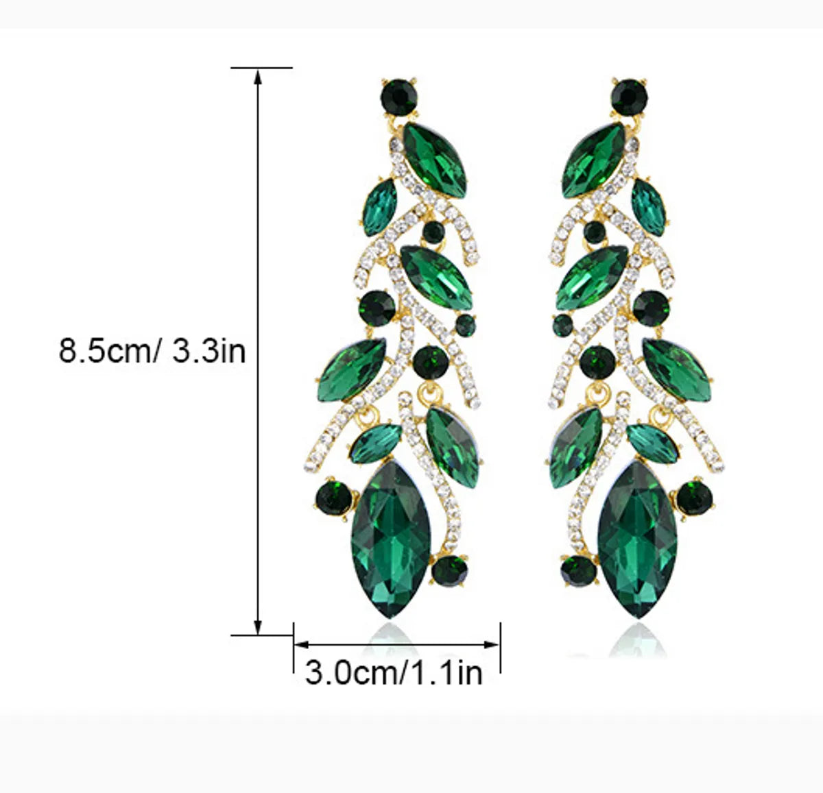 1 Pair Simple Style Leaf Plating Rhinestone Drop Earrings