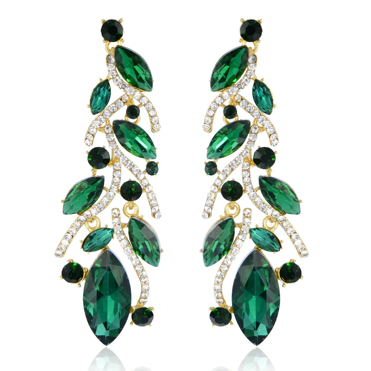 1 Pair Simple Style Leaf Plating Rhinestone Drop Earrings