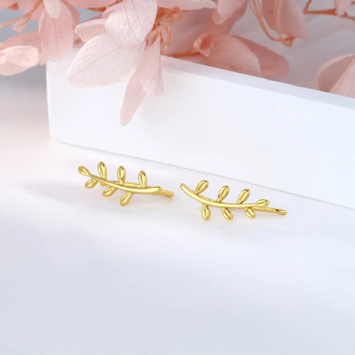 1 Pair Simple Style Leaf Sterling Silver Plating White Gold Plated Gold Plated Ear Clips