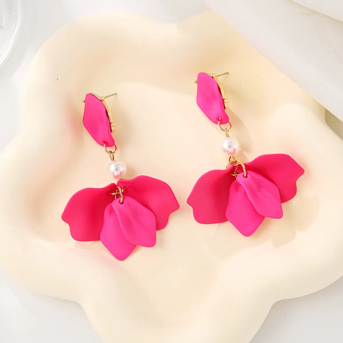 1 Pair Simple Style Leaf Stoving Varnish Arylic Drop Earrings