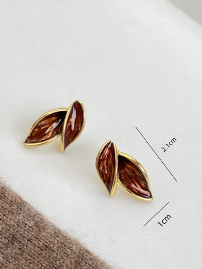 1 Pair Simple Style Leaves Alloy Ear Studs