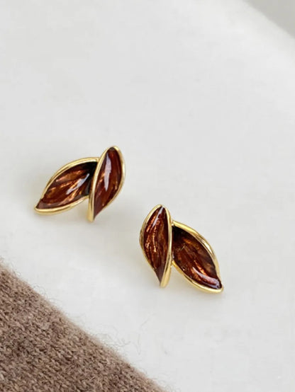 1 Pair Simple Style Leaves Alloy Ear Studs