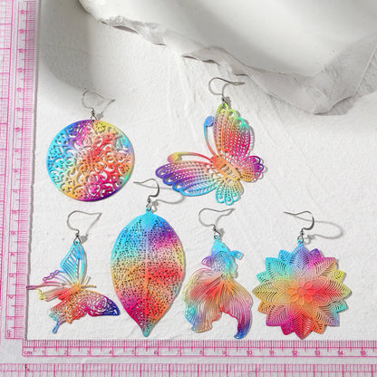 1 Pair Simple Style Leaves Hollow Out Alloy Iron Drop Earrings