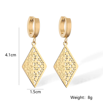 1 Pair Simple Style Leaves Plating Titanium Steel 18k Gold Plated Drop Earrings