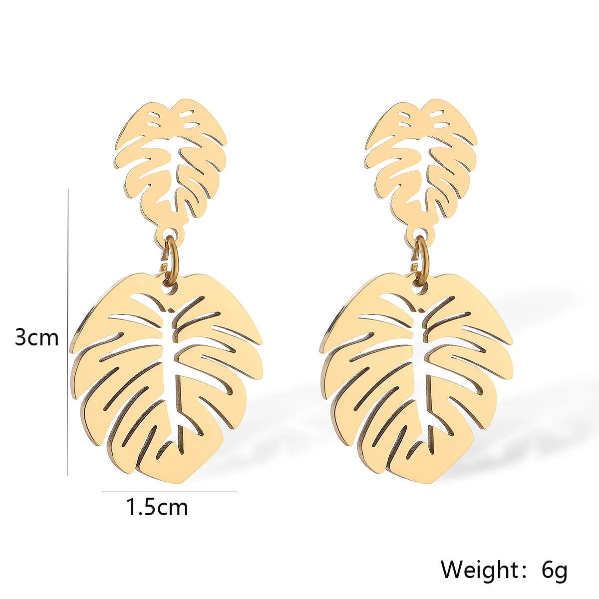 1 Pair Simple Style Leaves Plating Titanium Steel 18k Gold Plated Drop Earrings