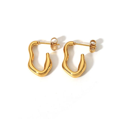 1 Pair Simple Style Leaves Solid Color Plating Stainless Steel 18k Gold Plated Ear Studs