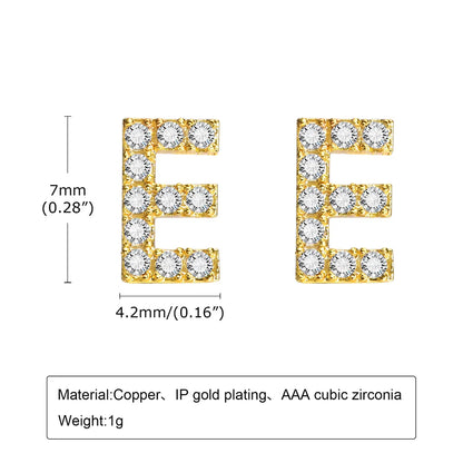 1 Pair Simple Style Letter Inlay Copper Zircon Ear Studs