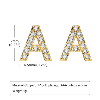 1 Pair Simple Style Letter Inlay Copper Zircon Ear Studs