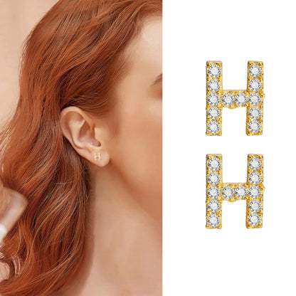 1 Pair Simple Style Letter Inlay Copper Zircon Ear Studs