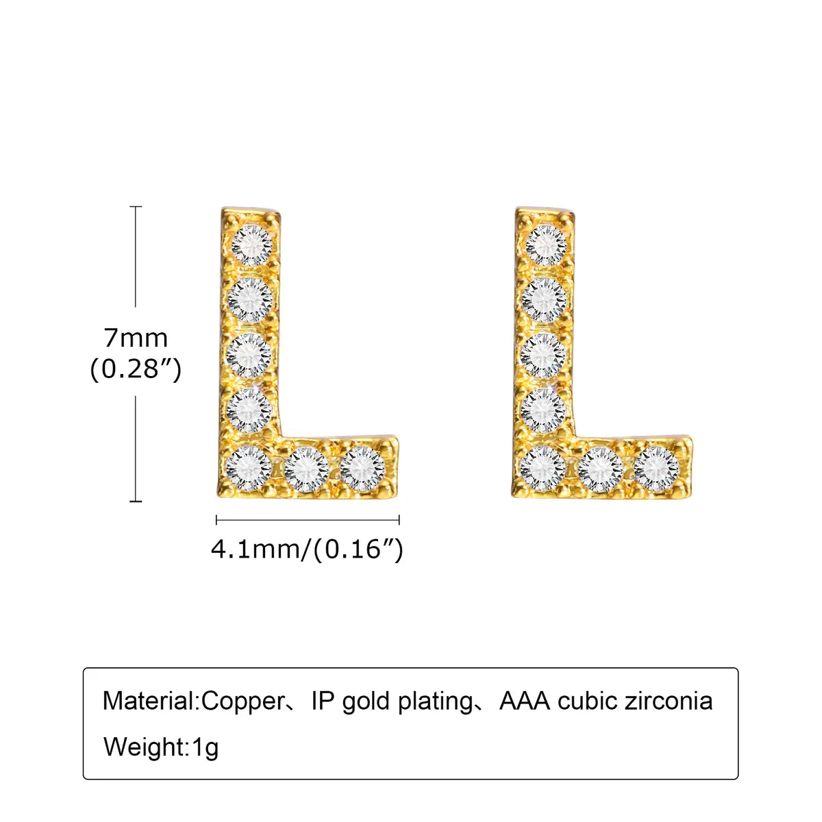 1 Pair Simple Style Letter Inlay Copper Zircon Ear Studs