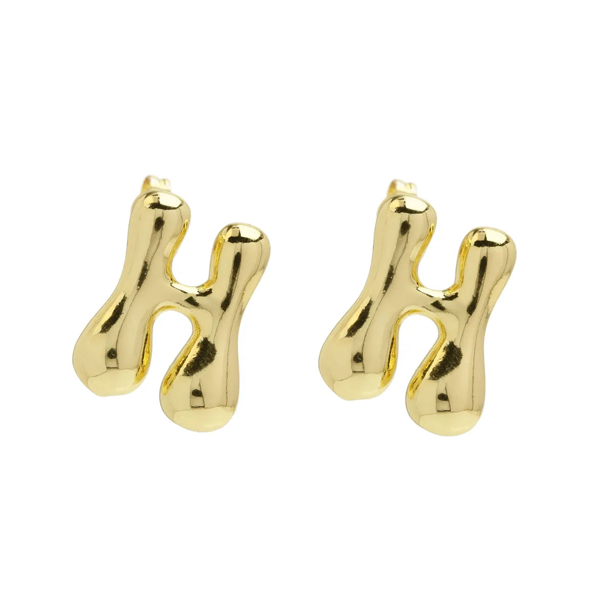 1 Pair Simple Style Letter Plating Copper 18K Gold Plated Ear Studs