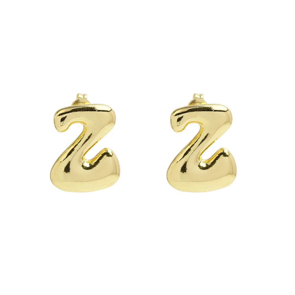 1 Pair Simple Style Letter Plating Copper 18K Gold Plated Ear Studs